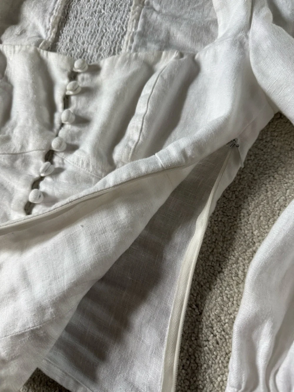 Reformation White Square-Neck Button Corset Top